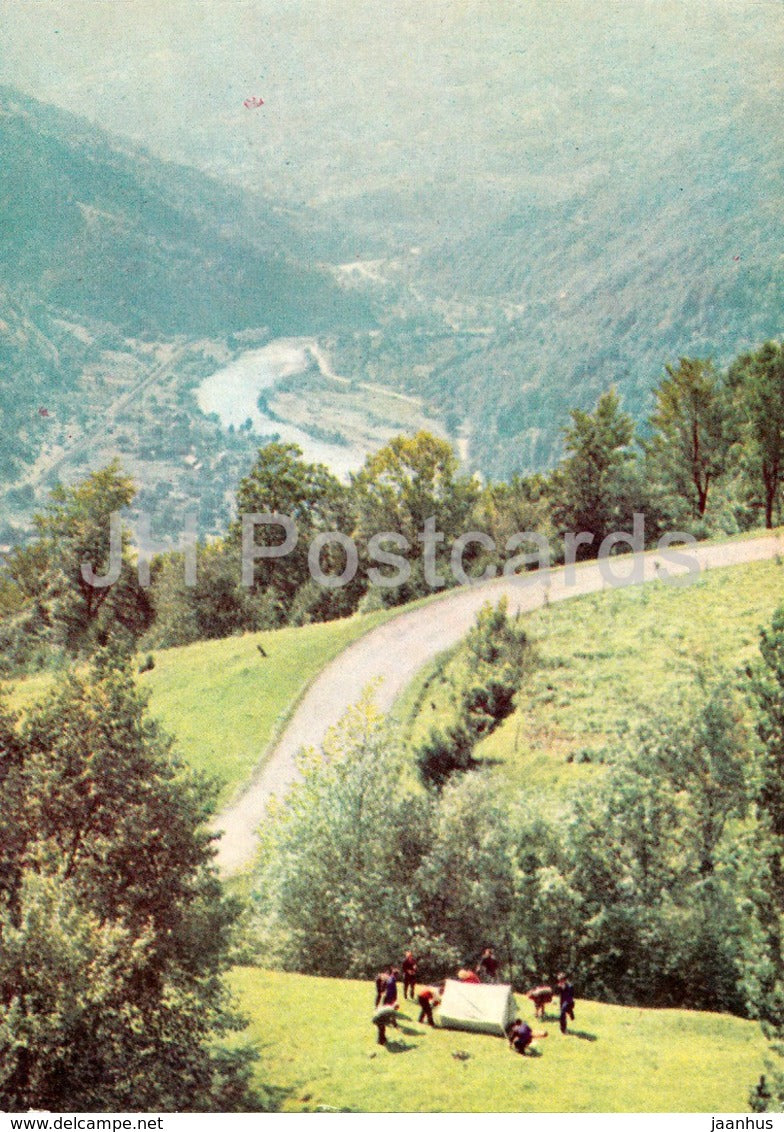 Tourists Camp - Transcarpathia - Zakarpattia - 1970 - Ukraine USSR - unused - JH Postcards