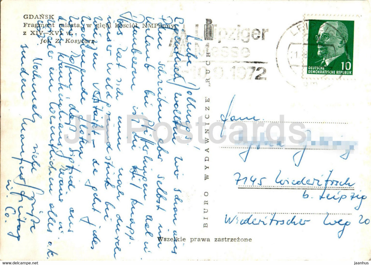 Gdansk - Fragment miasta w glebi kosciol NMPanny - Church of Our Lady - Poland - used