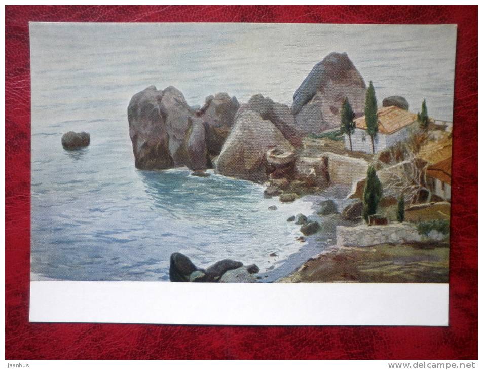 Painting by V. V. Bogatkin - Gursuf Chekhov's house - russian art - unused - JH Postcards