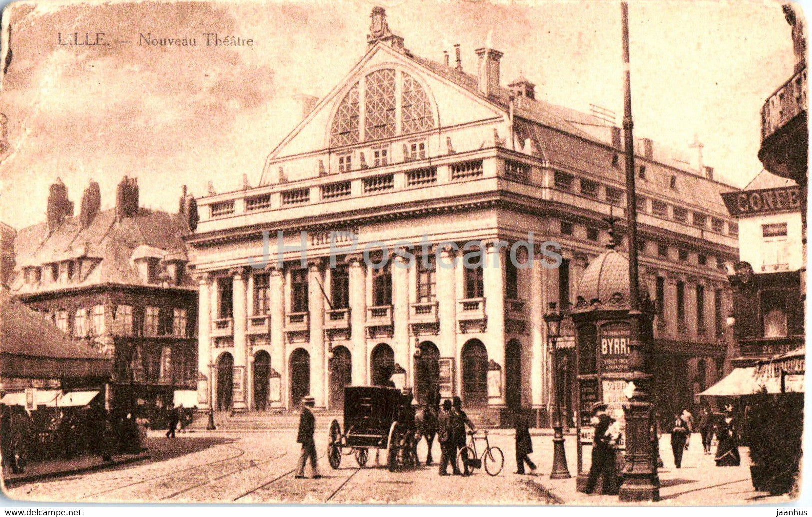Lille - Noveau Theatre - horse carriage - old postcard - France - used - JH Postcards