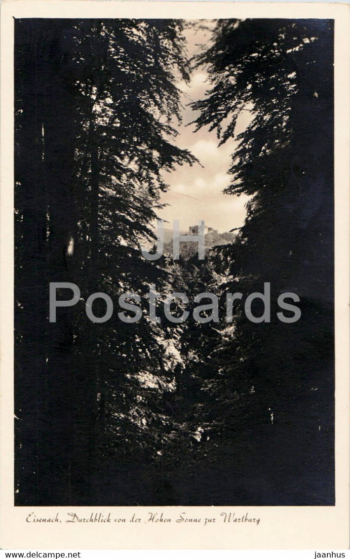 Eisenach - Durchblick von der Hohen Sonne zur Wartburg - 3321 - old postcard - Germany - used - JH Postcards