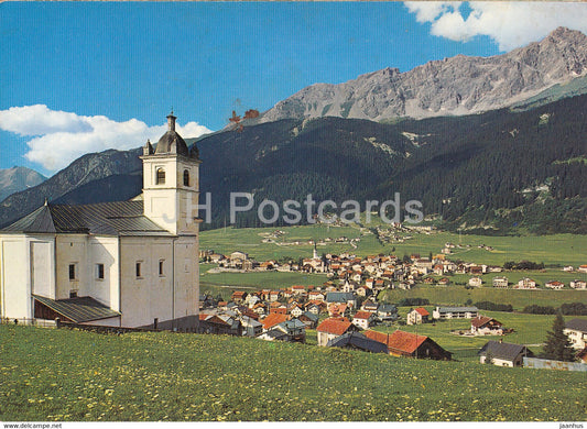 Savognin 1200 m - Sommer und Wintersportort - St Martins Kirche - Piz Mitgel - church - 7315 - 1975 - Switzerland - used - JH Postcards