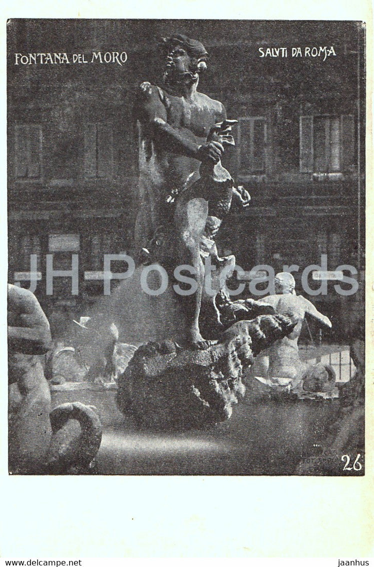 Roma - Rome - Fontana del Moro - Saluti da Roma - old postcard - Italy - unused - JH Postcards