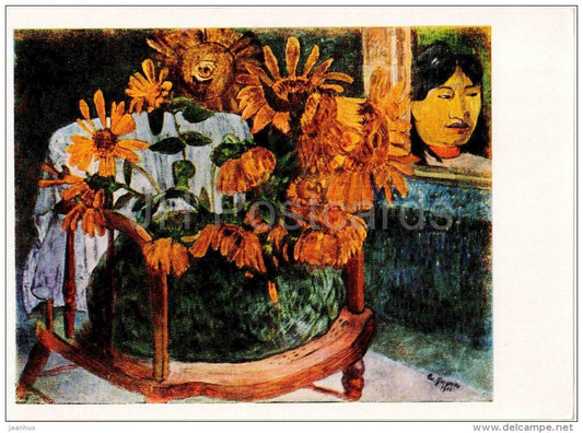 painting by Paul Gauguin - 1 - Sunflowers , 1901 - french art - unused - JH Postcards
