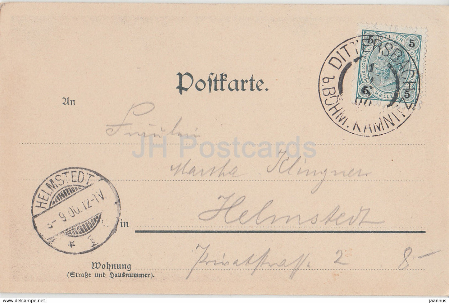 Landungsplatz an der oberen Schleuse Hinterhermsdorf - boat - old postcard - 1900 - Germany - used