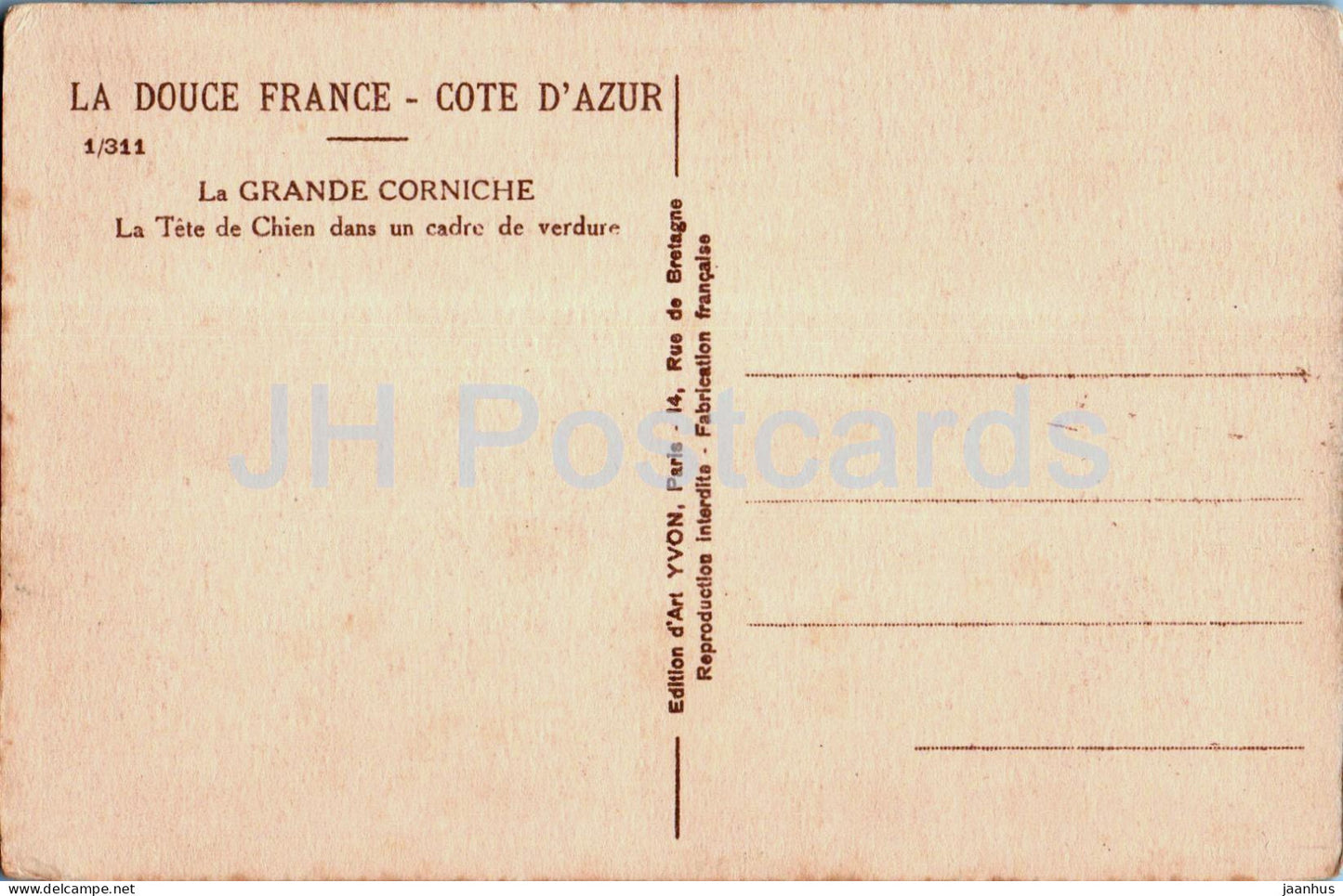 La Grande Corniche - La Tete de Chien dans un cadre - La Douce Frankreich - Cote d'Azur - alte Postkarte - Frankreich - unbenutzt 