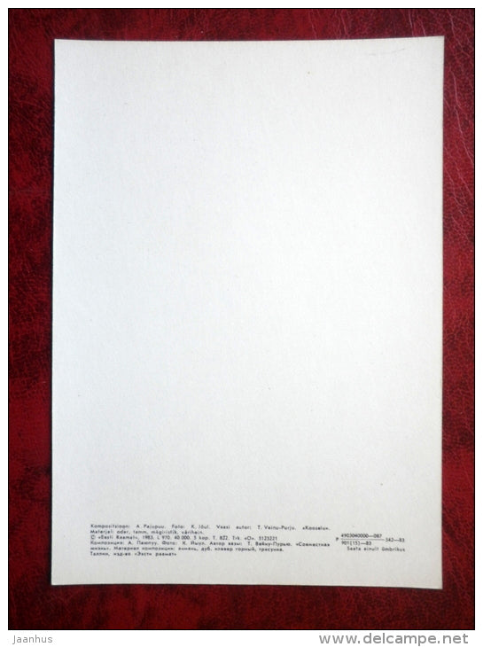 floral composition Cohabitation - barley - oak - magirius - flowers - plants - 1983 - Estonia - USSR - unused - JH Postcards