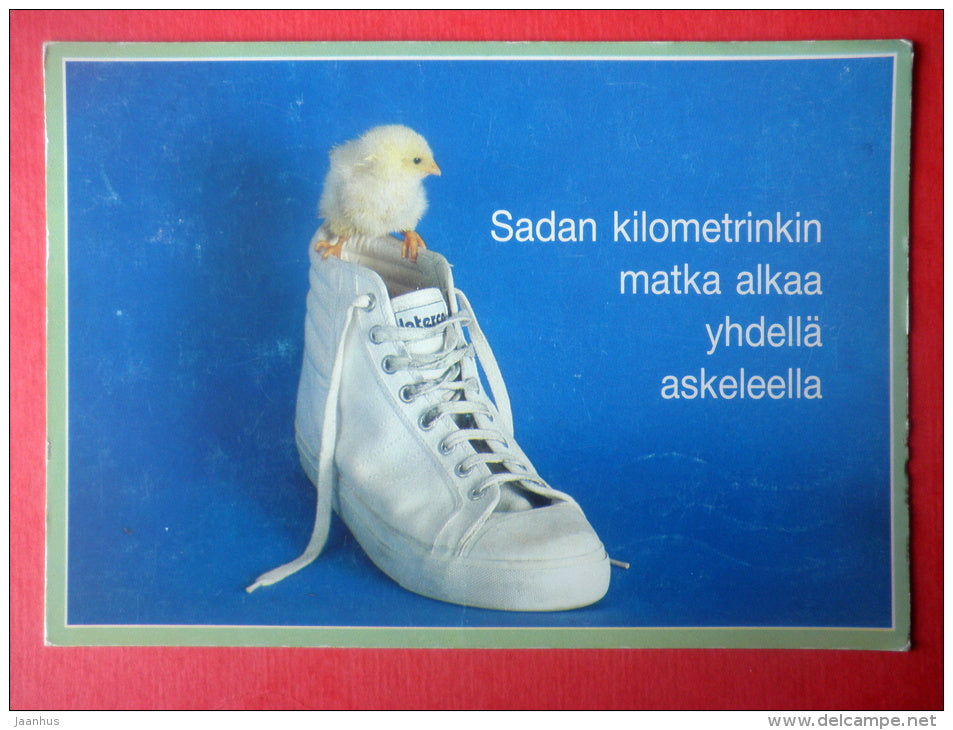chick - sneakers - Finland - sent from Finland to Estonia USSR 1989 - JH Postcards