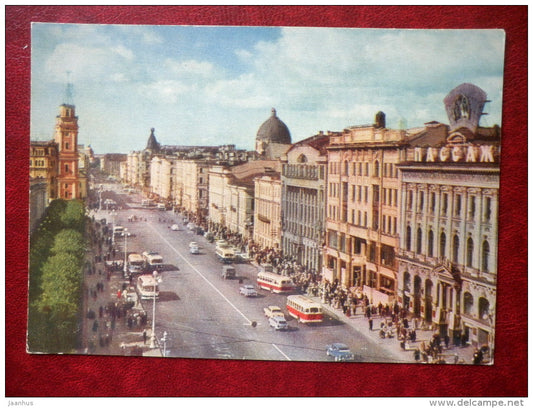 Nevsky prospect - transport - bus - Leningrad - St. Petersburg - 1962 - Russia USSR - unused - JH Postcards