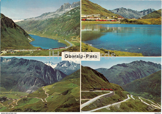 Oberalp Pass 2044 m - Strasse Urnerseite mit Andermatt - Bundnerseite - train - multiview - 6473 - Switzerland - unused - JH Postcards