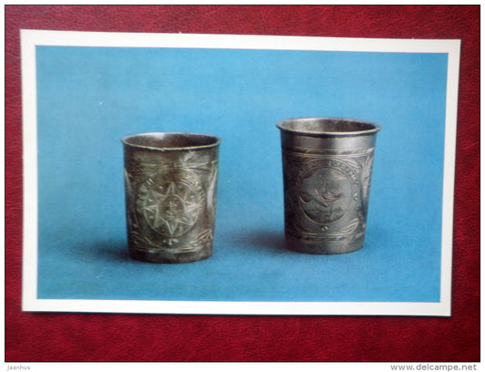 Wine Glasses , 18th century - Art Objects in Tin by Russian Craftsmen - 1976 - Russia USSR - unused - JH Postcards