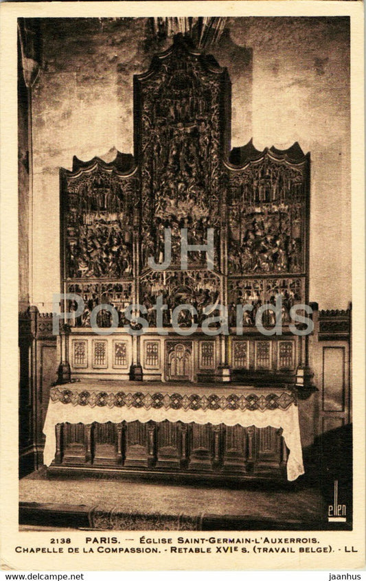 Paris - Eglise Saint Germain L'Auxerrois - Chapelle de la Compassion - church - old postcard - France - unused - JH Postcards