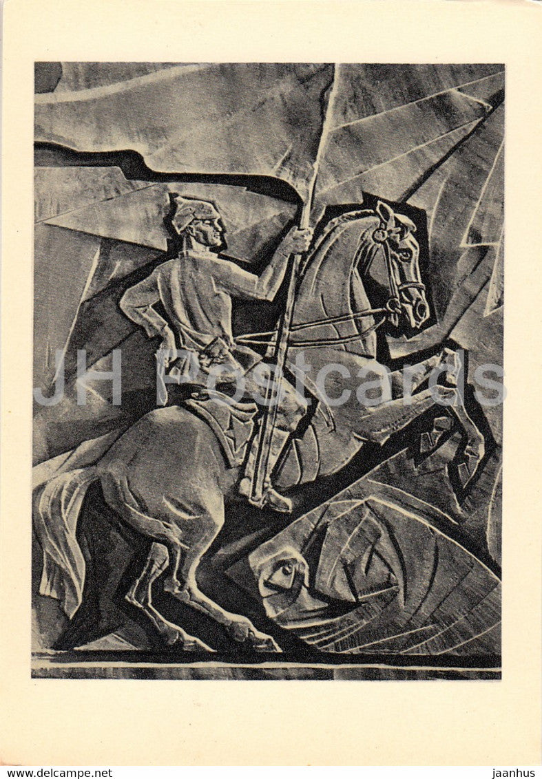 poem Horosho by Mayakovsky  - Good - soldier - horse - 1-  art by Sklyutovsky - 1969 - Russia USSR - unused - JH Postcards