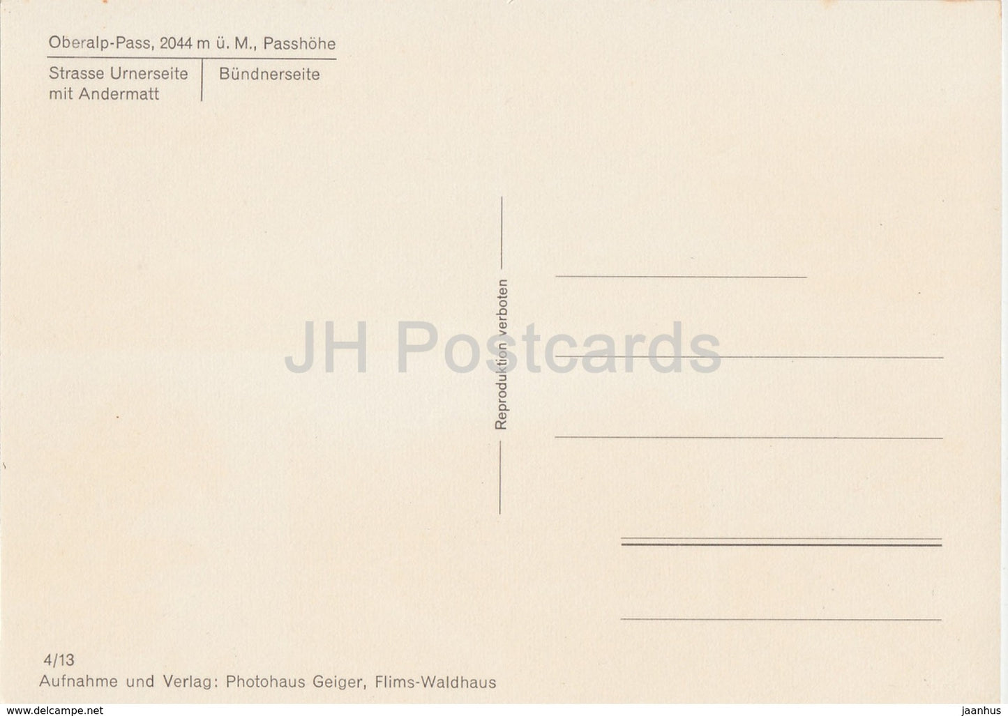 Oberalp Pass 2044 m - Strasse Urnerseite mit Andermatt - Bundnerseite - train - multiview - 6473 - Switzerland - unused