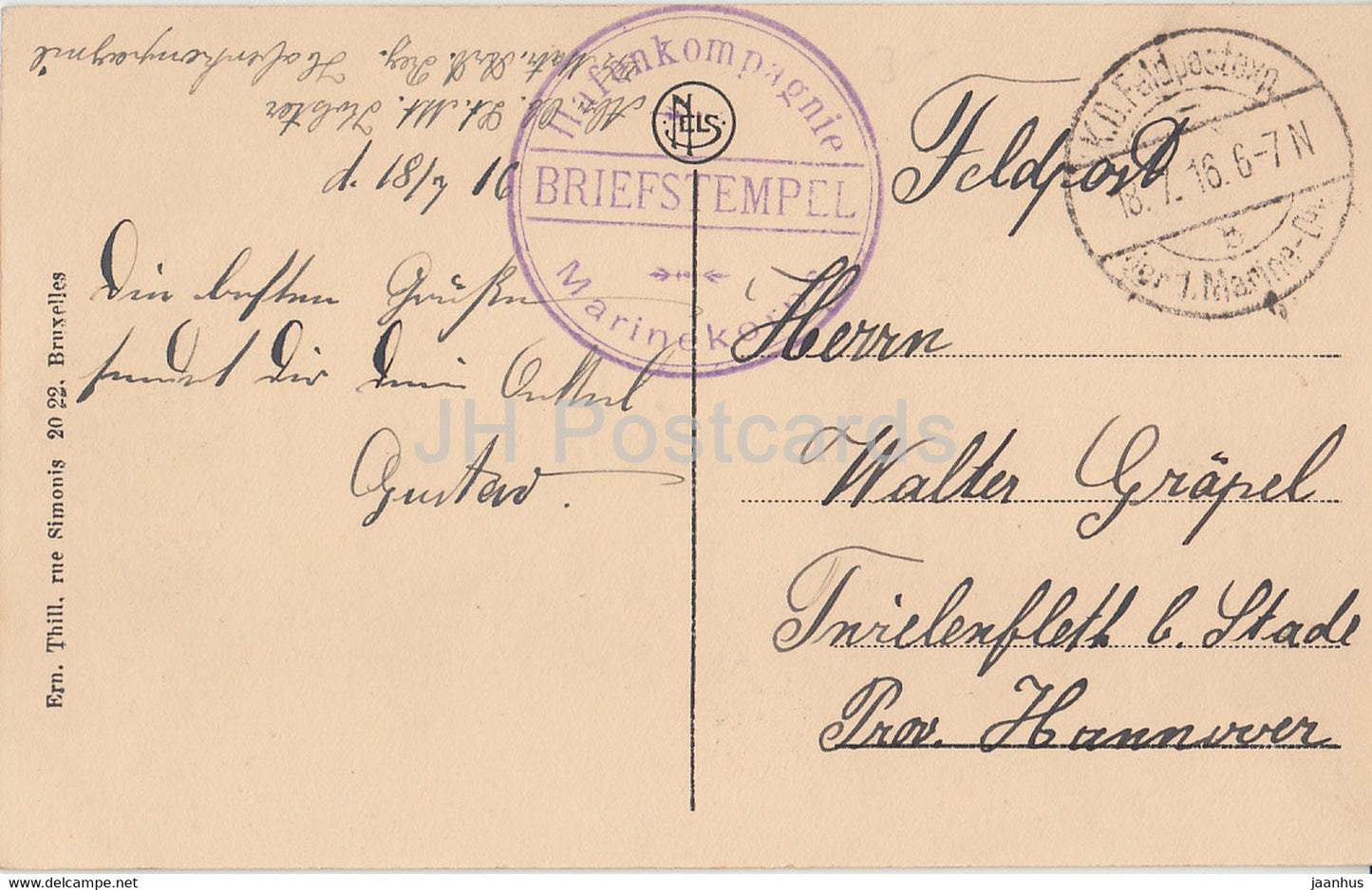 Oostende - Ostende - La Plage al heure des bains - Hafenkopagnie - Feldpost - alte Postkarte - 1916 - Belgien - gebraucht