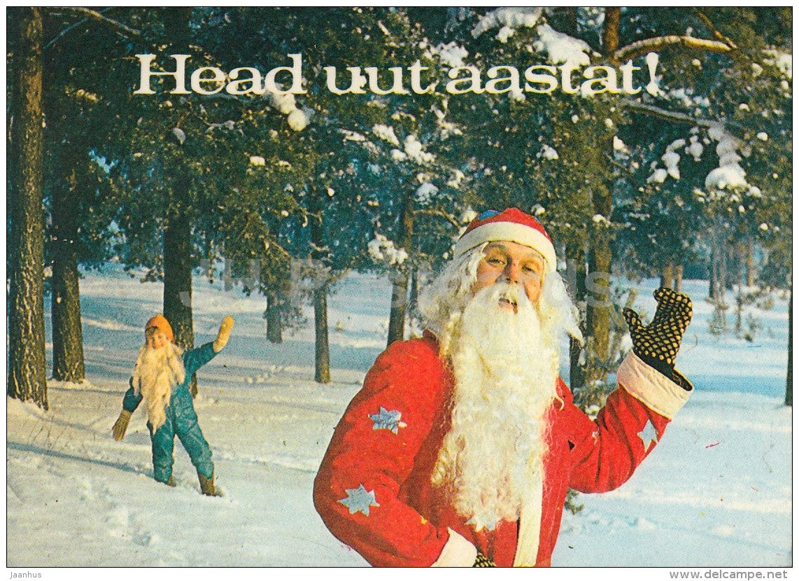 New Year Greeting card - Santa Claus - 1986 - Estonia USSR - used - JH Postcards