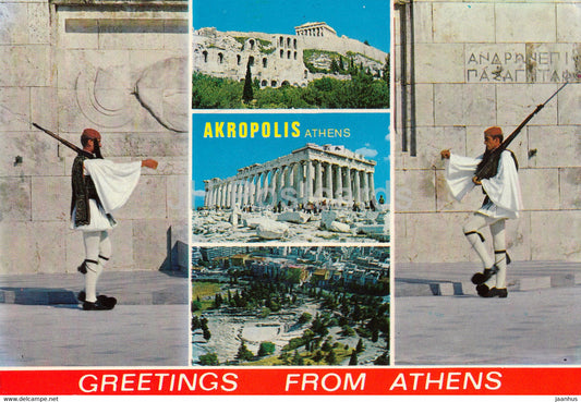Greetings from Athens - Akropolis - multiview - 24 - Greece - used - JH Postcards