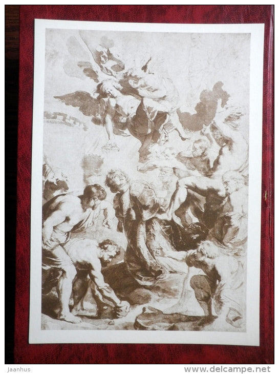 Drawing by Peter Paul Rubens - the Stoning of St. Stephen, 1615 - maxi card - flemish art - 1977 - unused - JH Postcards