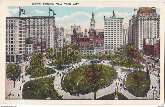 New York - Union Square - 5962 - old postcard - 1933 - United States - USA - used - JH Postcards