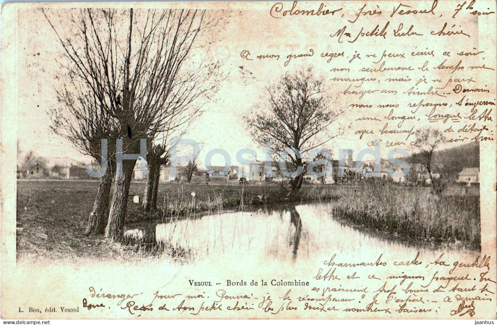 Vesoul - Bords de la Colombine - river - old postcard - 1903 - France - used - JH Postcards