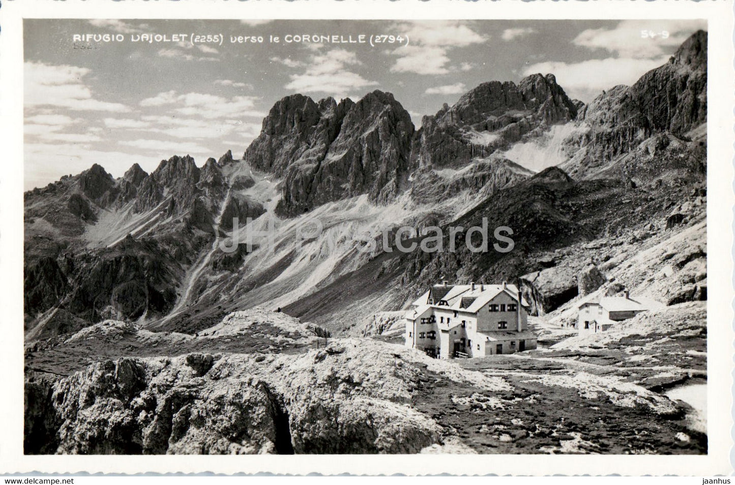 Rifugio Vajolet 2255 verso le Coronelle 2794 - old postcard - Italy - unused - JH Postcards