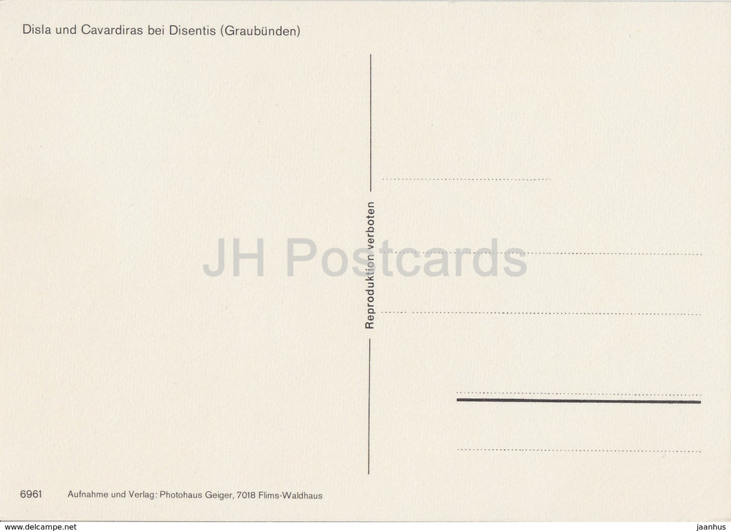 Disla und Cavardiras bei Disentis - 6961 - Switzerland - unused