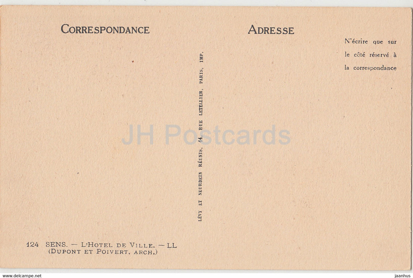 Sens - l'Hotel de Ville - Dupont et Poivert - 124 - old postcard - France - unused