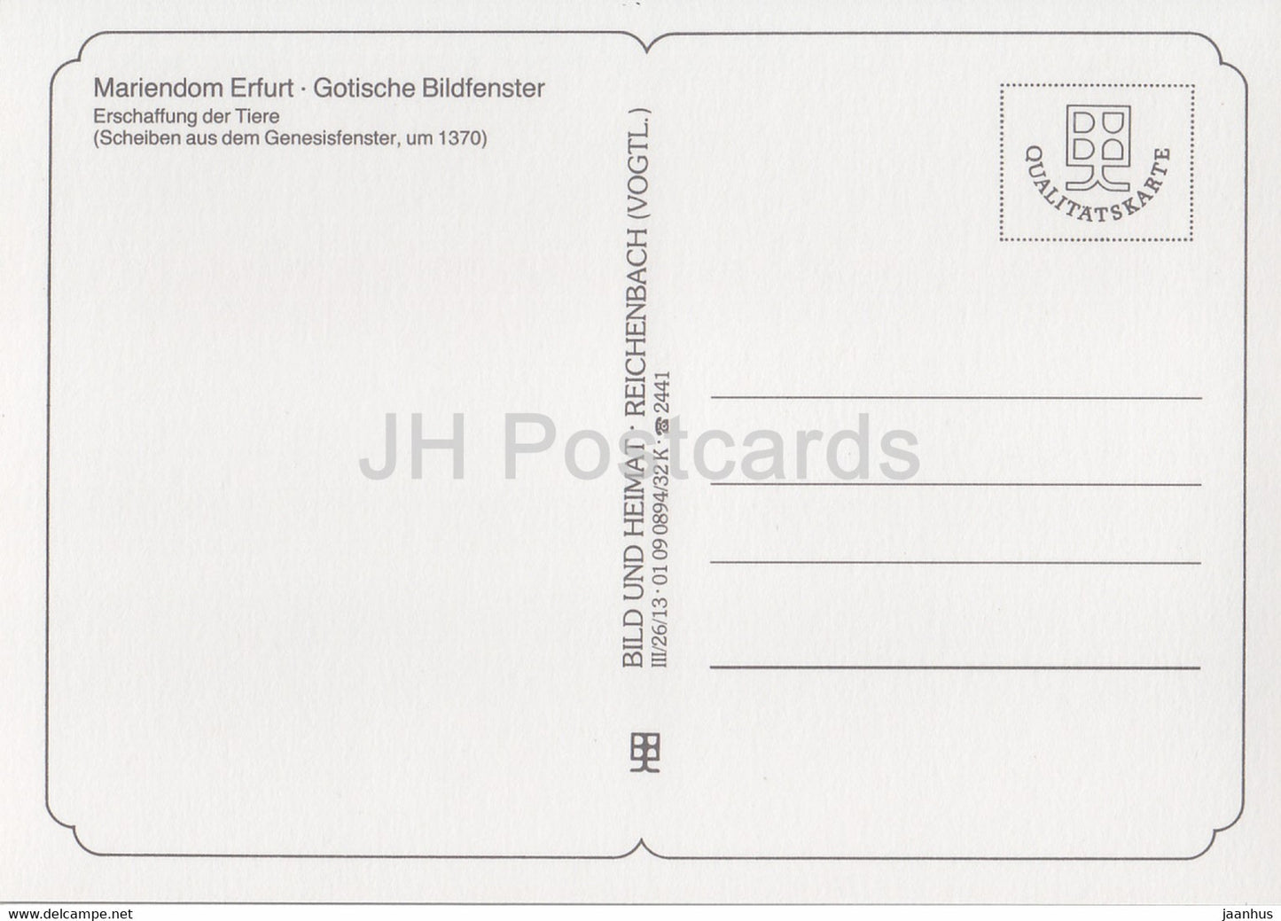 Erschaffung der Tiere - Mariendom Erfurt - Gotische Bildfenster - cathedral - DDR Germany - unused