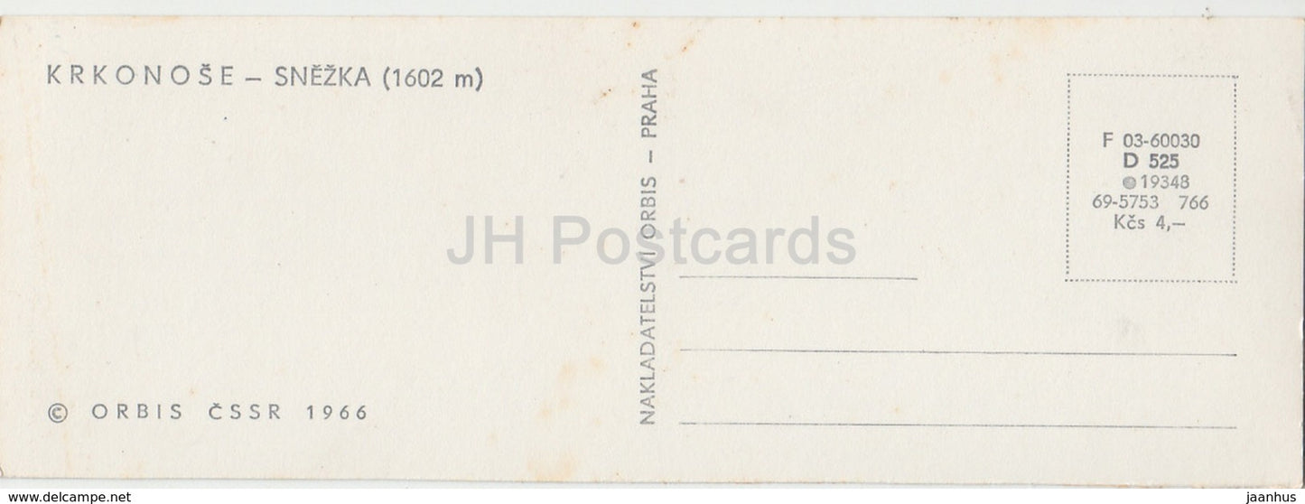 Krkonose - Snezka - 1602 m - mountain - Czechoslovakia - Czech Republic - 1966 - unused