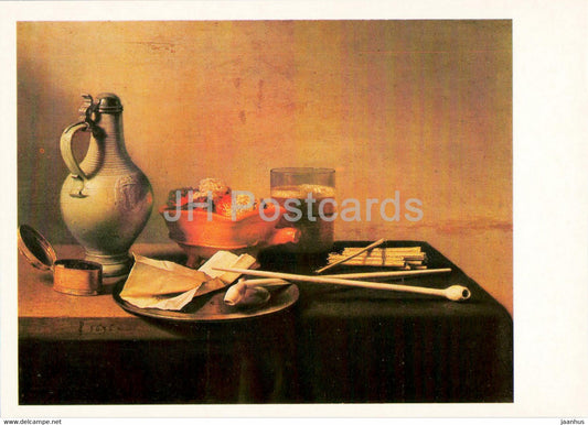 painting by Pieter Claesz - Pipes and Brazier - Dutch art - 1987 - Russia USSR - unused - JH Postcards