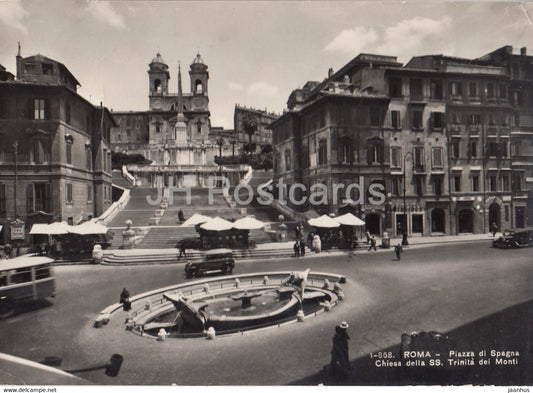 Roma - Rome - Piazza di Spagna - Chiesa della SS Trinita dei Monti - old postcard - 1953 - Italy - used - JH Postcards