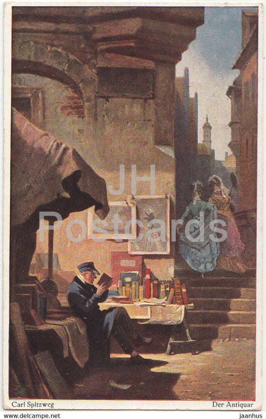 painting by Carl Spitzweg - Der Antiquar - Primus - German art - old postcard - 1925 - Germany - used - JH Postcards