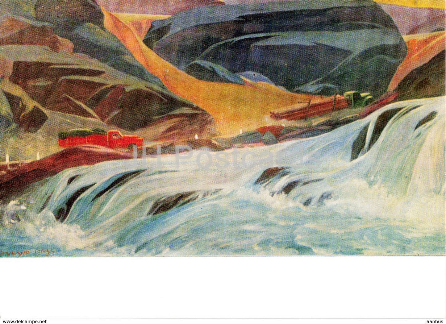 painting by Z. Habibullayev - Pamir Roads - Along the Pamir roads - Tajik art - 1974 - Russia USSR - unused - JH Postcards