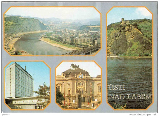 Usti nad Labem - Labe river - interhotel Bohemia - Opera and Ballet Theatre - Czechoslovakia - Czech - unused - JH Postcards