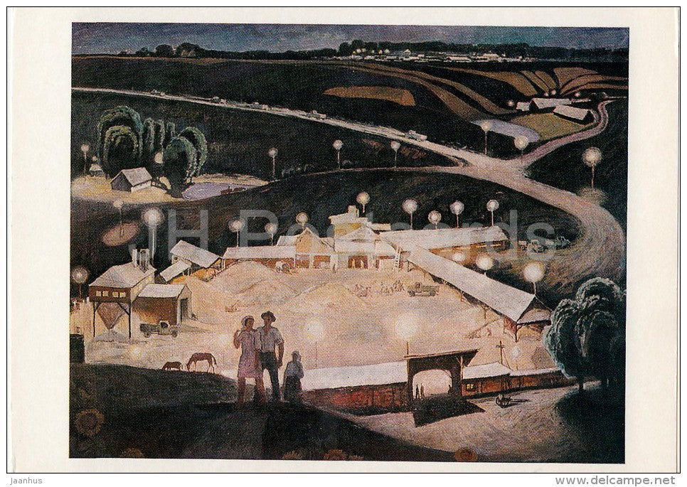 painting by I. Vieru - Night in July , 1971 - couple - Moldavian art - Russia USSR - 1978 - unused - JH Postcards