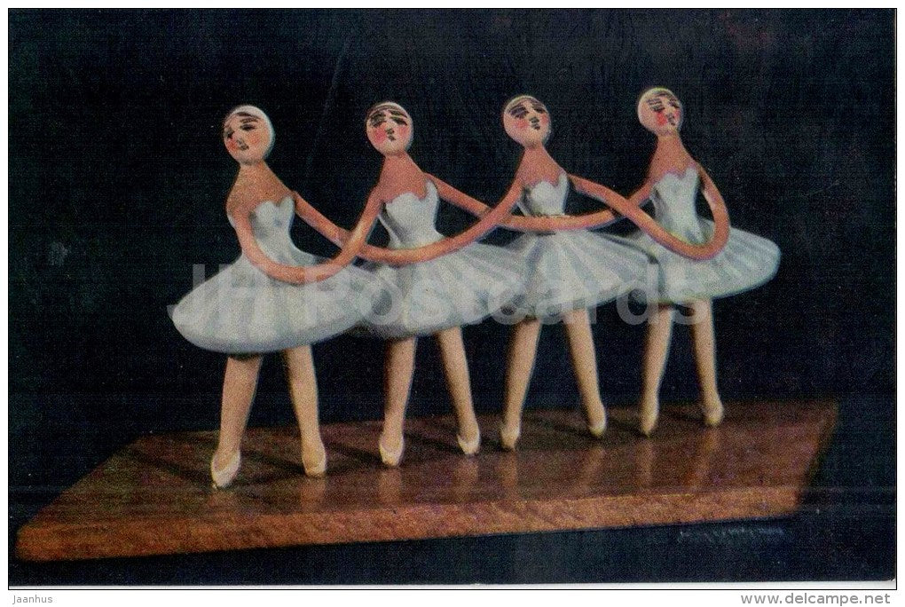 Dance of the Little Swans by E. Hoffman - Swan Lake  Kyrgyzstan souvenirs - kyrgyz art - 1969 - Kyrgyzstan USSR - unused - JH Postcards