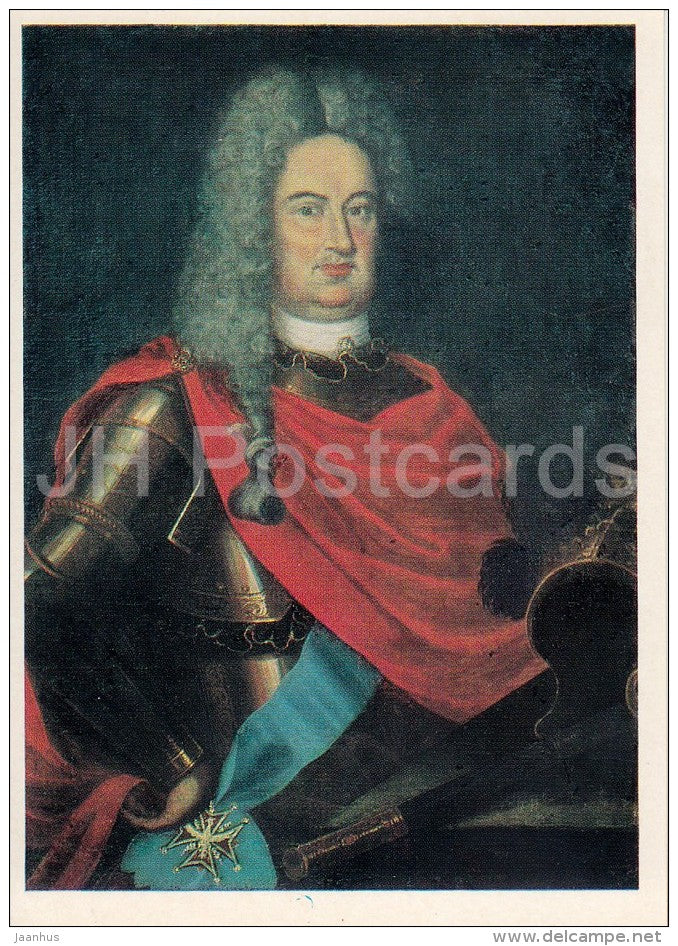 painting by I. Nikitin - Portrait of Count Sheremetyev , 1729  - Russian art - 1976 - Russia USSR - unused - JH Postcards