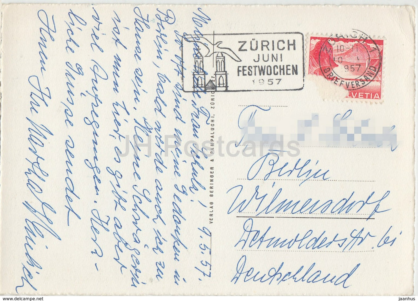 Zurich - Quaibrucke - Utoquai - pont - bateau - tramway - 465 - 1957 - Suisse - occasion