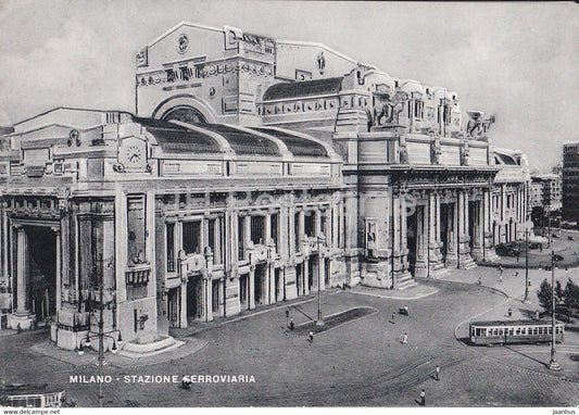 Milano - Milan - Stazione Ferroviaria - tram - old postcard - 1952 - Italy - used - JH Postcards