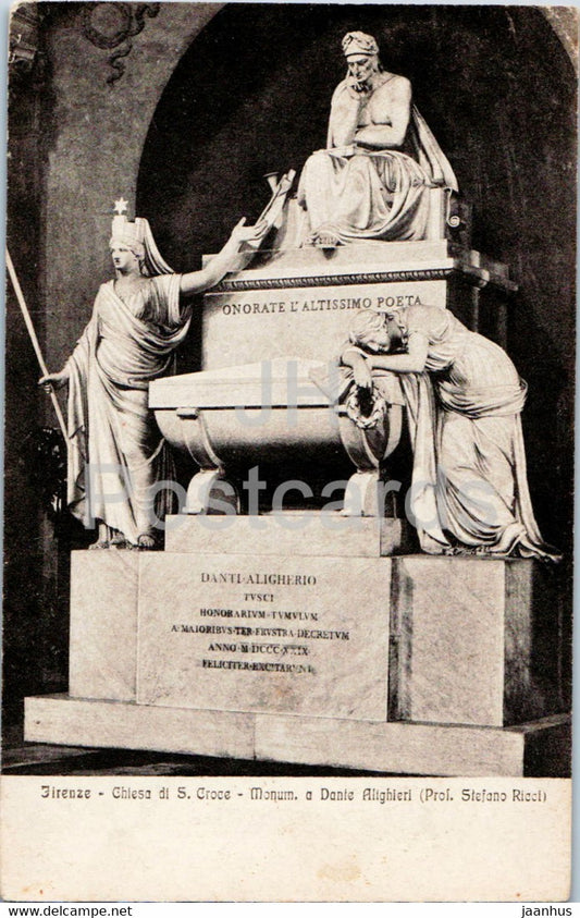 Firenze - Florence - Stefano Ricci - Monum a Dante Alighieri - Chiesa di S Croce - old postcard - Italy - unused - JH Postcards