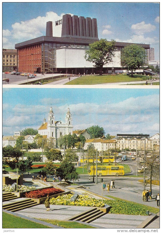 Academic Opera and Ballet Theatre - City Centre - bus Ikarus - Vilnius - Lithuania USSR - unused - JH Postcards