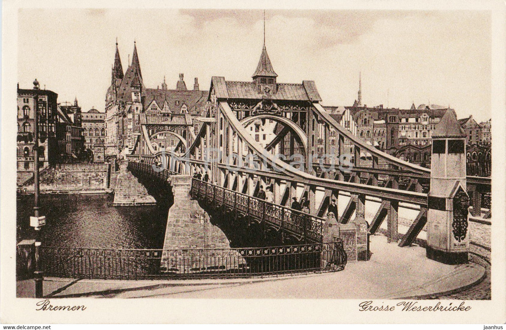 Bremen - Grosse Weserbrucke - bridge - 13 - old postcard - Germany - unused - JH Postcards