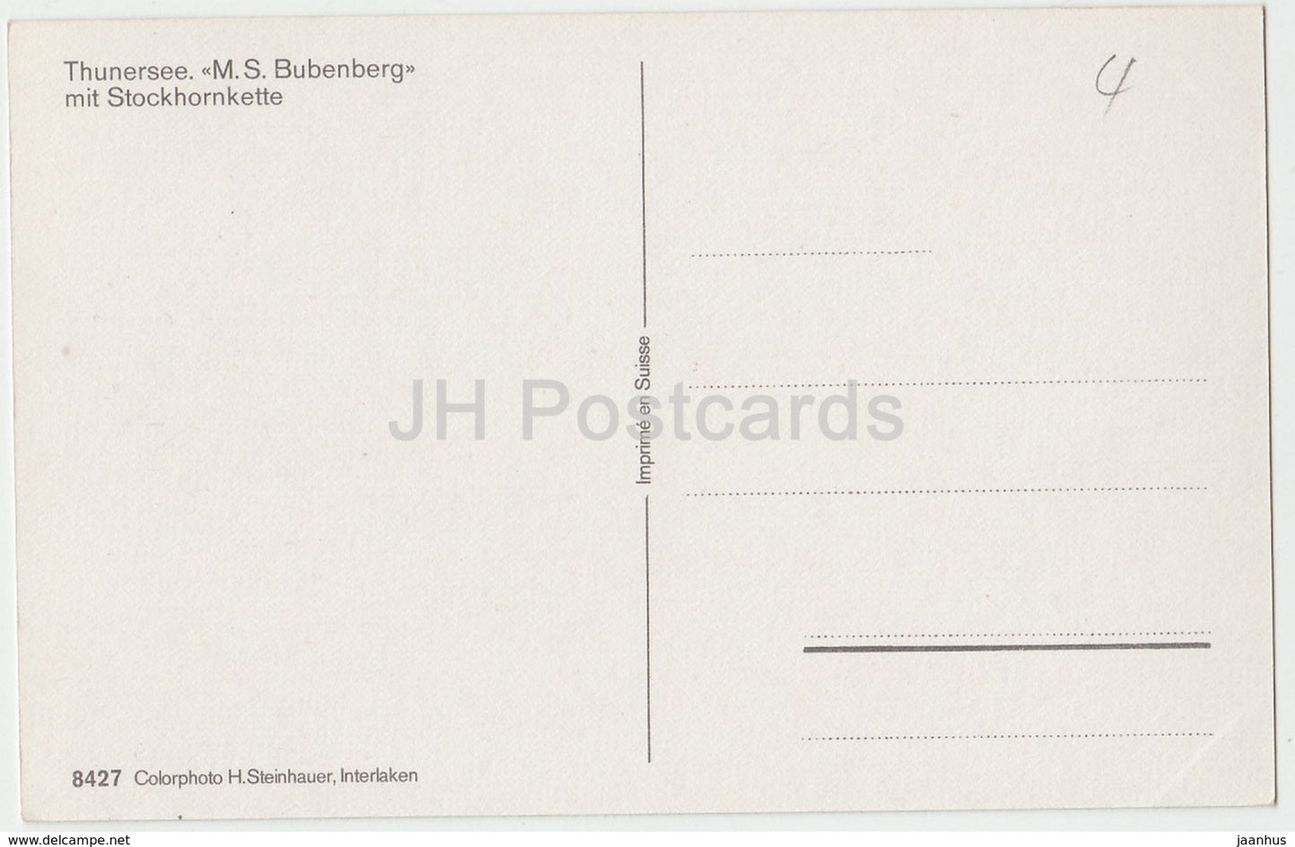 Thunersee - M. S. Bubenberg mit Stockhornkette - ship - 8427 - Switzerland - unused