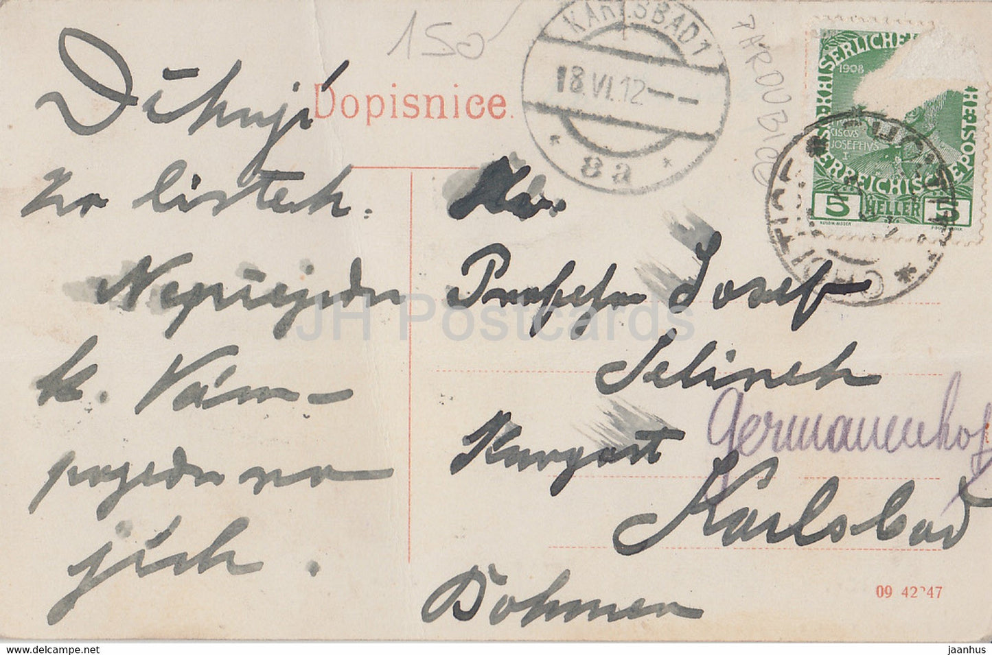 Choltice - Zamek - château - carte postale ancienne - 1912 - République tchèque - utilisé