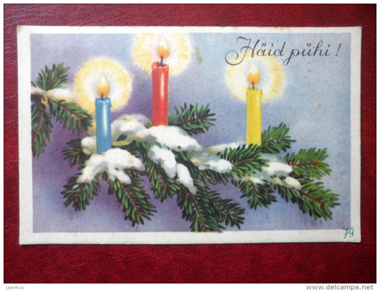 Christmas Greeting Card - candles - HM - circulated in Estonia 1938 , Paide - Estonia - used - JH Postcards