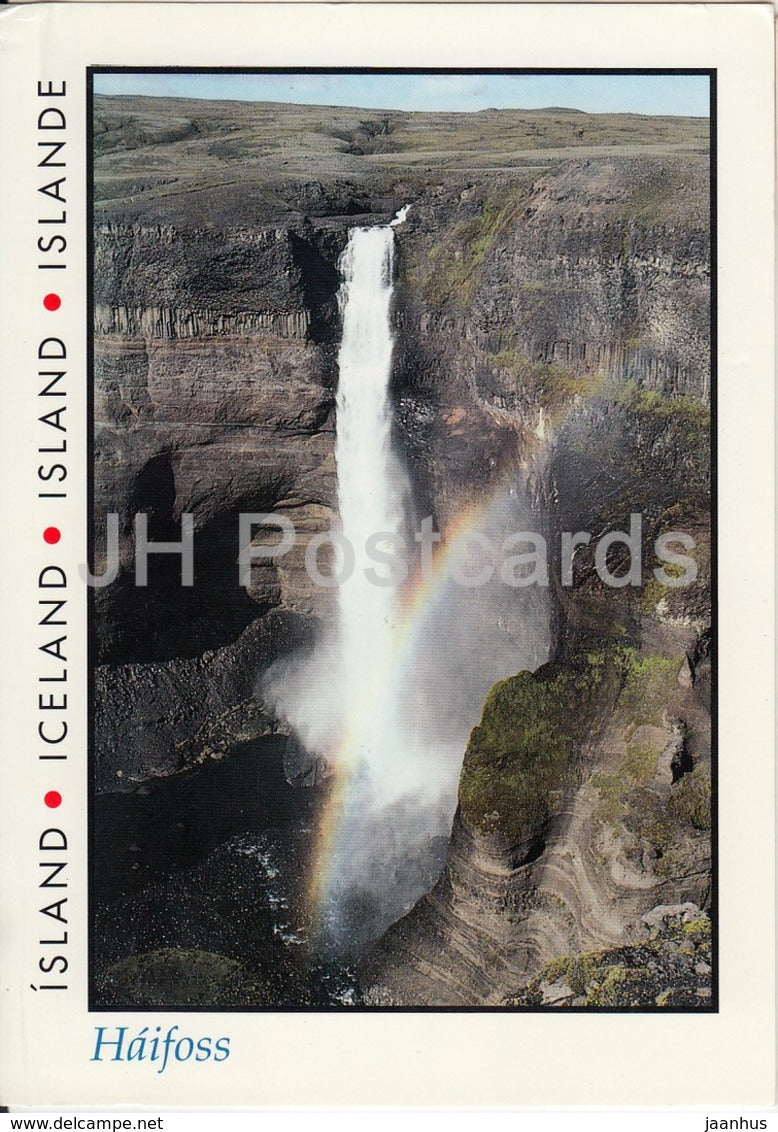 Haifoss waterfall in Pjorsardal - 1991 - Iceland - used - JH Postcards