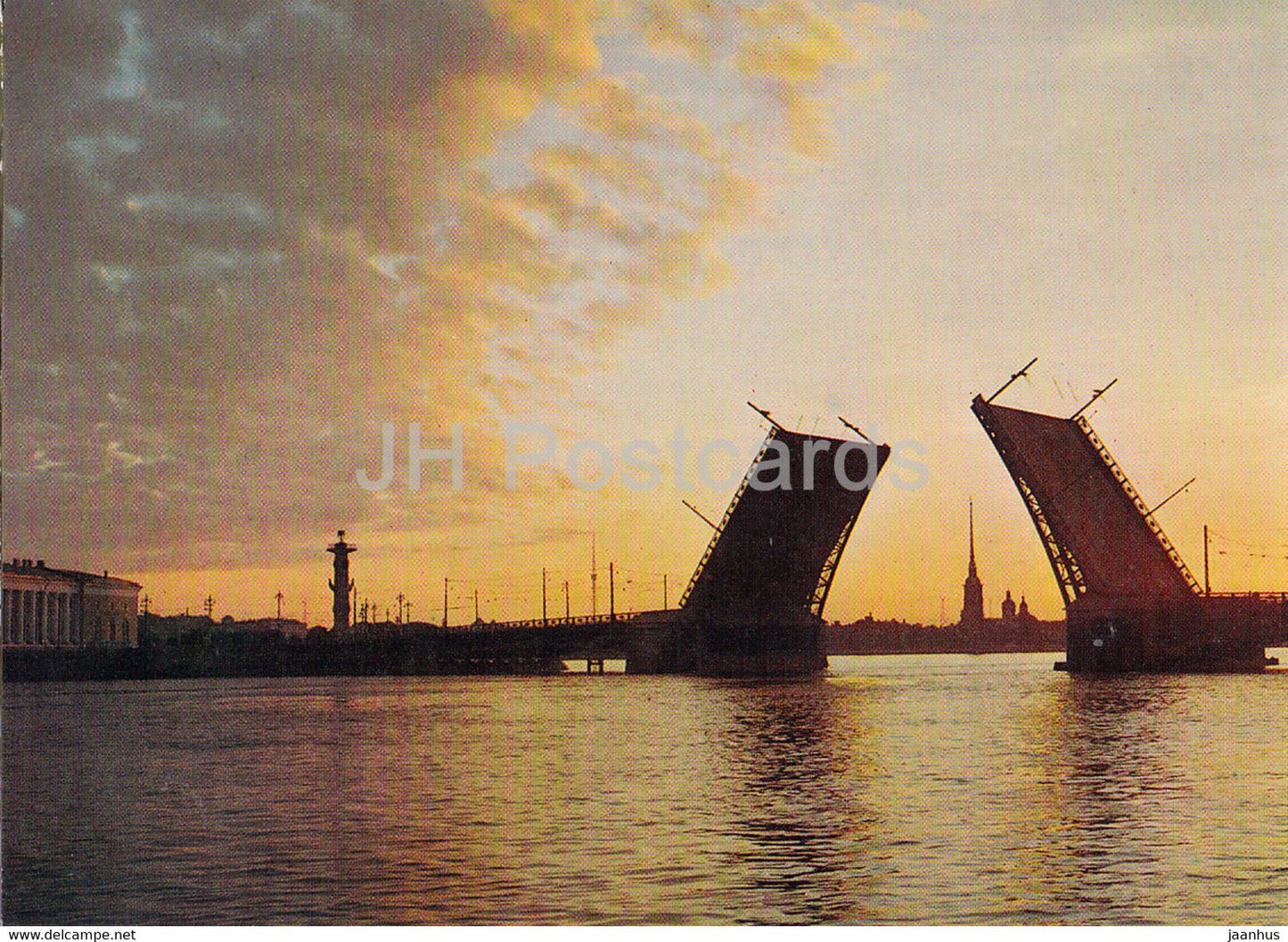 Leningrad - St Petersburg - White Nights - bridge - Russia USSR - unused - JH Postcards