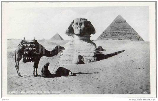 prayer near the Great Sphinx - 162 - camel - El Giza - Cairo - old postcard - Egypt - unused - JH Postcards