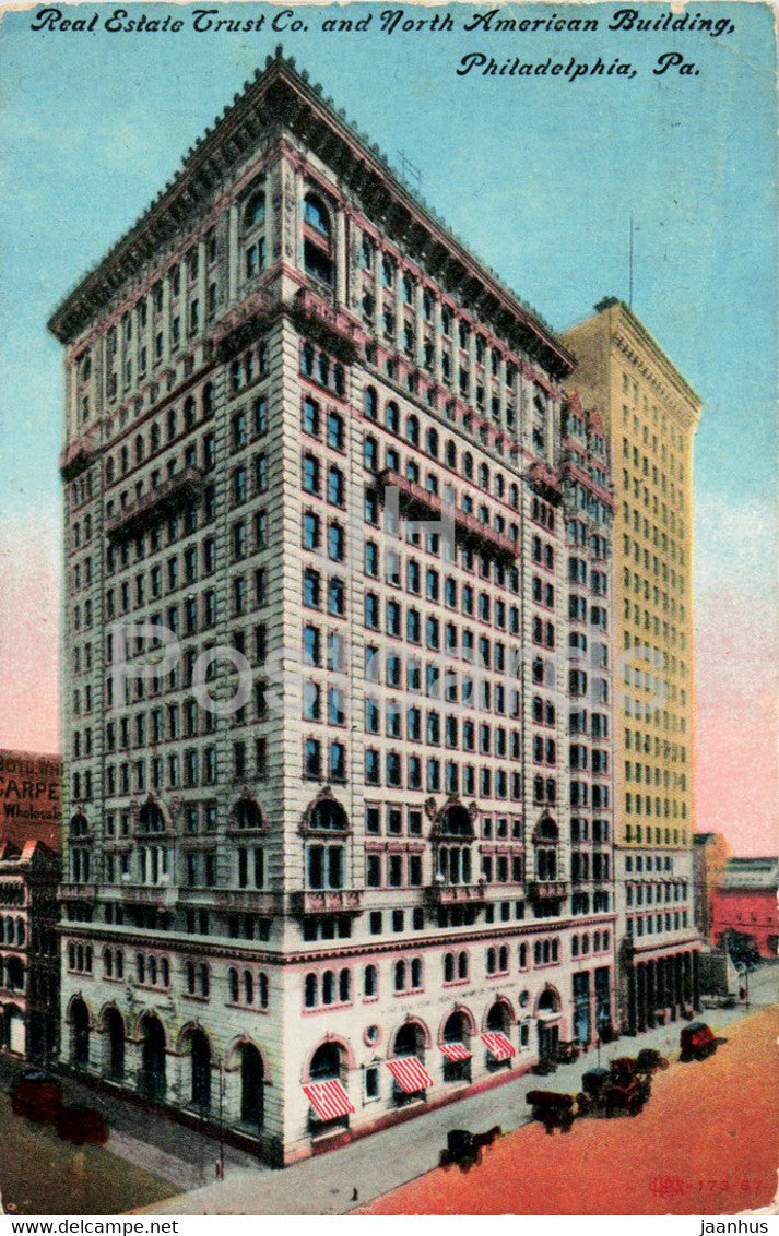 Philadelphia - Pa - Real Estate Trust Co and North American Building - old postcard - 1911 - USA - used - JH Postcards
