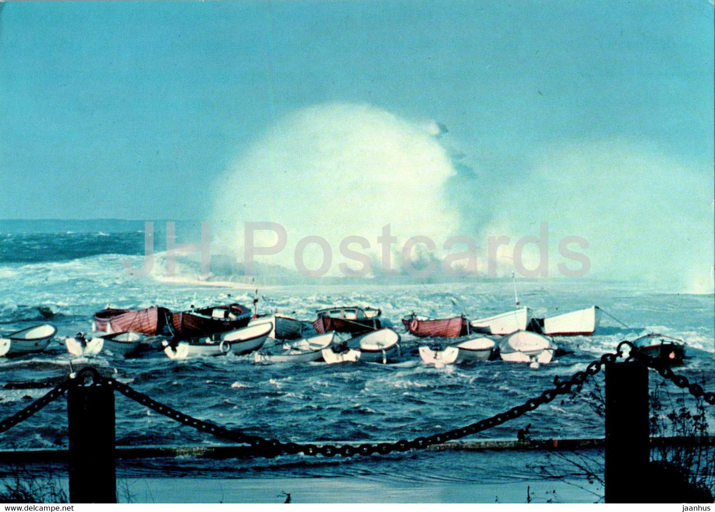 Storm over Arild - boat - storm at sea - Sweden - unused - JH Postcards